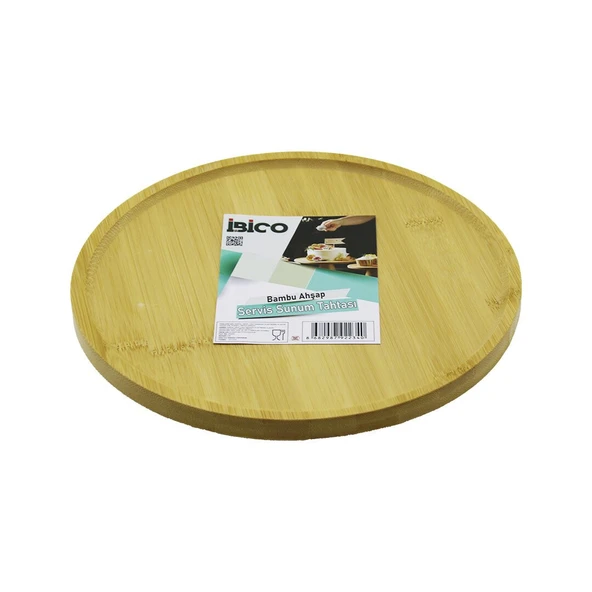 YUVARLAK=24.5CM AYAKLI=4CM KENARLI YÜZEY AHŞAP BAMBU SUNUM TEPSİSİ - MİNİ SOFRA (5067) ürün görseli 1