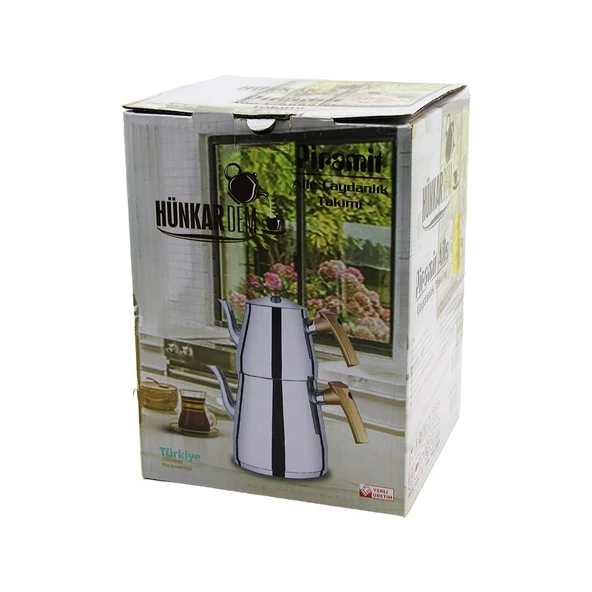 PRAMİT AİLE BOY ÇELİK ÇAYDANLIK SETİ - TAKIMI RENKLİ BAKALİT KULP ÜST DEMLİK: 1.5LT - ALT SULUK: 2.75LT KENDİNDEN SÜZGEÇLİ (5067) ürün görseli 1
