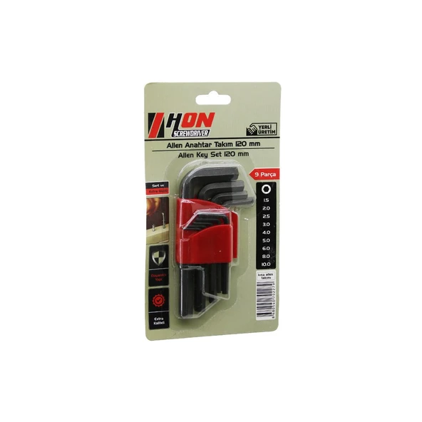 9PCS SİYAH KISA - DÜZ 120MM ALYAN ALLEN ANAHTAR TAKIMI BRKT-702279 (5067) ürün görseli 1