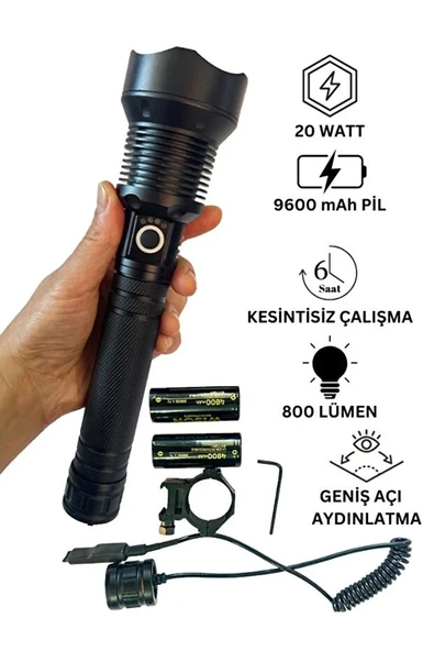 Wison WS-5412 Tüfek Feneri, Geniş Açı Avcı El Feneri 20 Watt (5067) ürün görseli 1