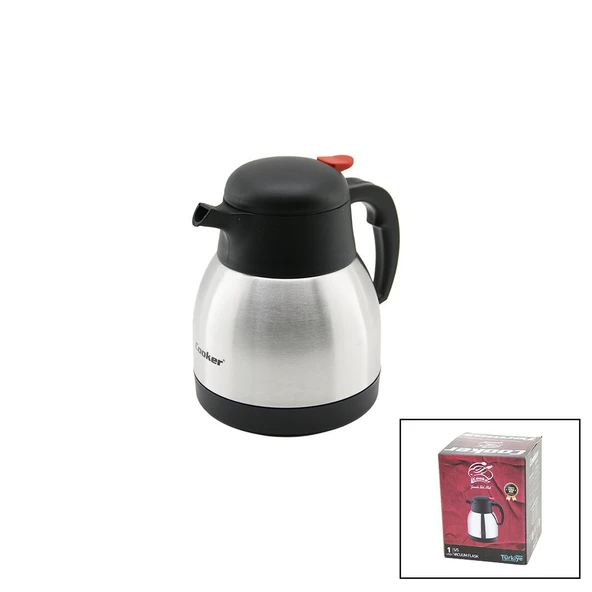 1LT  304 ÇELİK TERMOS INOX SERİSİ 12 SAAT SICAK - 24 SAAT SOĞUK ÇİFT CONTALI KAPAK CKR-2035 (5067) ürün görseli 1