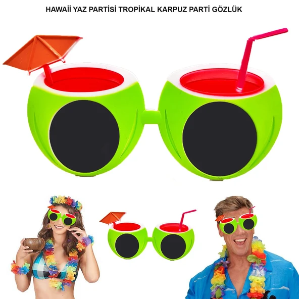 Karpuz Şekilli Tropikal Hawaii Yaza Merhaba Parti Gözlüğü (5067) ürün görseli 1