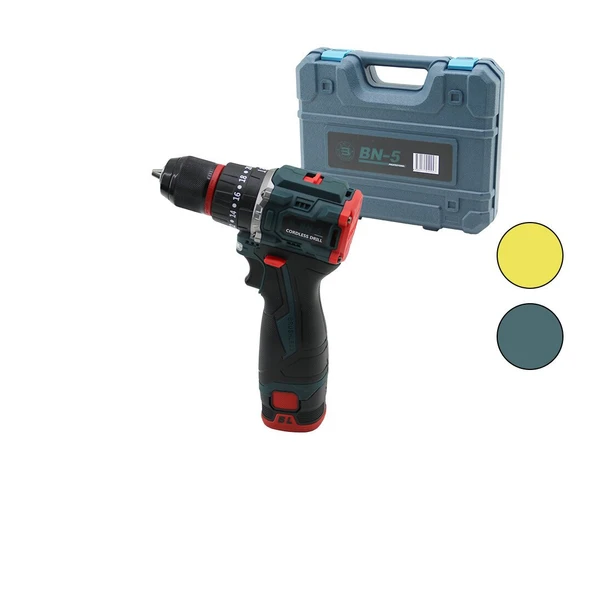 KÖMÜRSÜZ SARI VEYA  MAVİ RENK ŞARJLI DARBELİ MATKAP - UÇ SETİ 1550 RPM24V - 5.0 Ah2-BATARYA (5067) ürün görseli 1