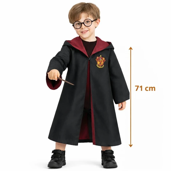 Harry Potter Çocuk Bebek Kostüm Seti – Asa Gözlük Pelerin 71 cm (2-4 Yaş) (5067) ürün görseli 1