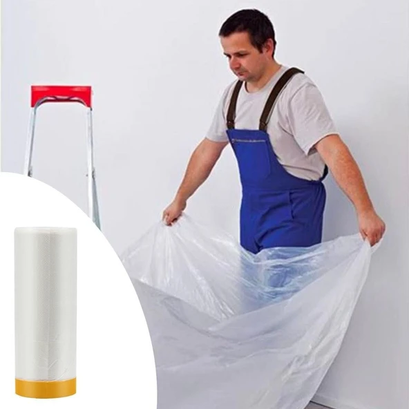 Boya Badana Eşya Koruma Hışır Örtüsü 180cm x 15 mt Yapışkanlı Hışır Örtü (5067) ürün görseli 1