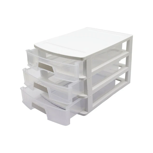 NO:3 ÇEKMECE 3 KATLI 35X25.4X22.6CM SİYAH VEYA BEYAZ GÖNDERİLİR (5067) ürün görseli 1