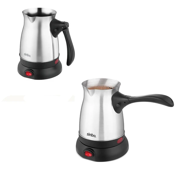 ÇELİK ELEKTRİKLİ CEZVE TÜRK KAHVE MAKİNESİ - 6FİNCAN=500ML 360 DERECE KABLOSUZ KULLANIM 600W SCM-2992 (5067) ürün görseli 1