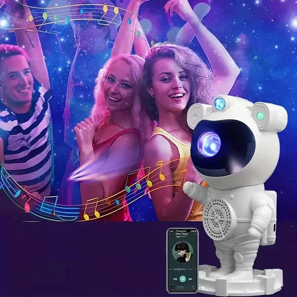 Akıllı Astronot Projeksiyon Gece Aydınlatma & Bluetooth Hoparlör (5067) ürün görseli 1