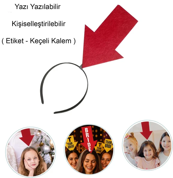 Kişiselleştirilebilir Ok Taç – Üzerine Yazı Yazılabilen Parti Tacı Kırmızı Renk (5067) ürün görseli 1