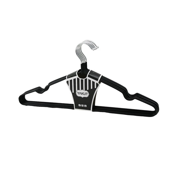 SİYAH 10PCS SİLİKON KAPLAMALI METAL ELBİSE ASKISI (5067) ürün görseli 1