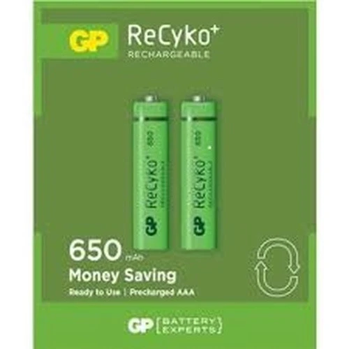 GP RECYKO 650mAh AAA ŞARJLI İNCE PİL 63C092  2Lİ KART (5067) ürün görseli 1