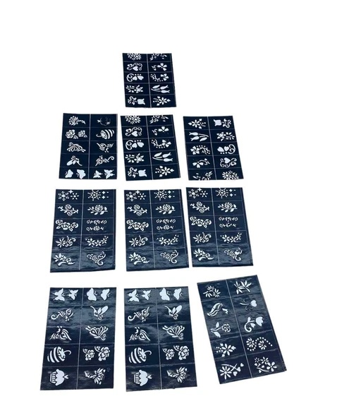 ÇİÇEKLİ 10X14CM TÜP KINA DESEN ÇIKARTMA ŞABLONU 12 PARÇA (5067) ürün görseli 1