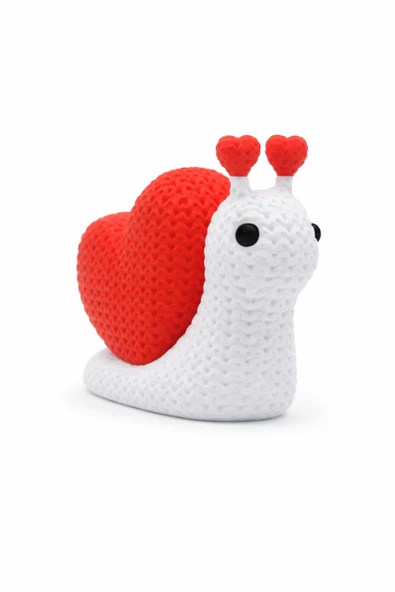 El Yapımı Amigurumi Kalpli Salyangoz– Dekoratif Sevimli Masa & Hediye Figürü Sevgililer Gününe Özel ürün görseli 1