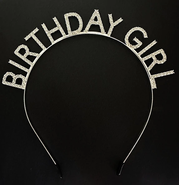 Gümüş Kristal Taşlı Birthday Girl Doğum Günü Tacı İthal Ürün A Kalite 17x16 cm (5067) ürün görseli 1
