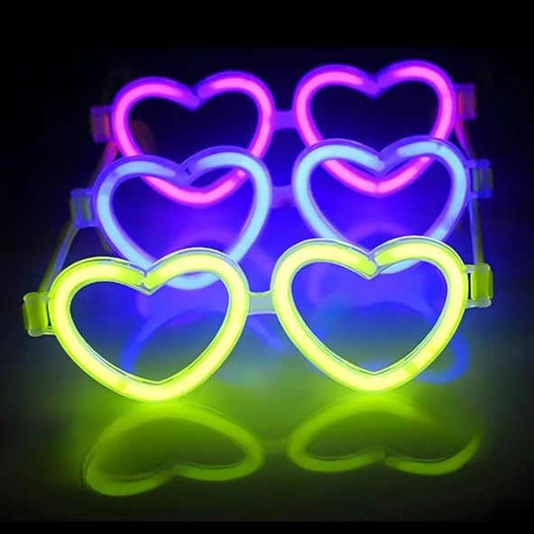 Glow Kalpli Fosforlu Gözlük 6’lı Renkli Set – Neon Parti (5067) ürün görseli 1