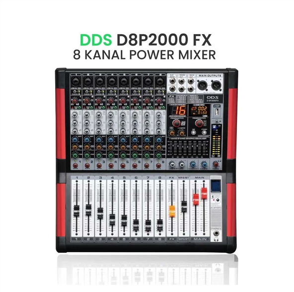 DDS D-8P 2000 FX 8 KANAL POWER MİKSER ürün görseli 1