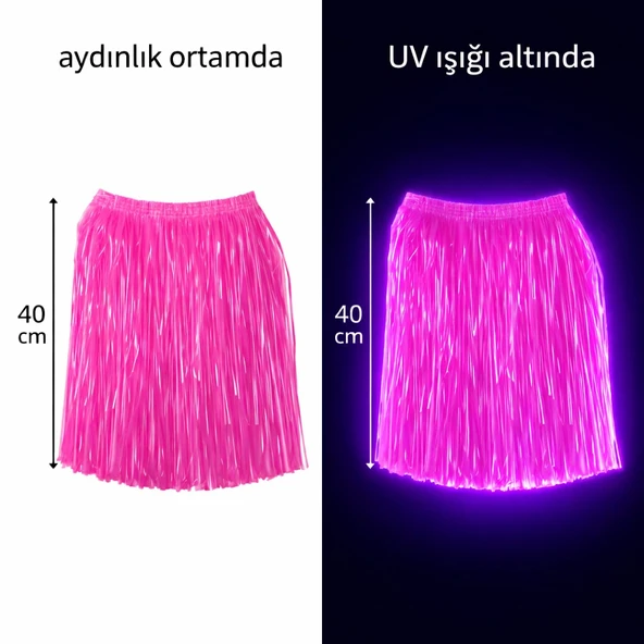 Neon Pembe Hawaii Parti Eteği 40 cm ürün görseli 1