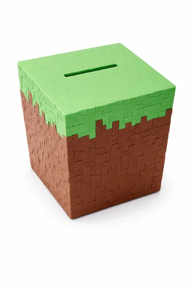 Minecraft Temalı Kumbara – 3D Baskı Piksel Tasarım Para Kutusu 10x10x10 cm ürün görseli 1