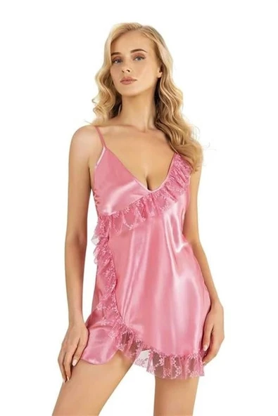 Amora Secret  Pembe Kısa Saten Gecelik 8229 ürün görseli 1