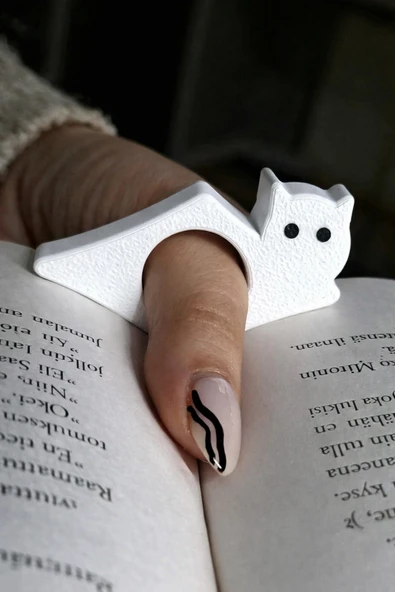 Kedi Figürlü Kitap Tutucu Aparat | Tek Elle Kitap Okuma Aparatı | Parmak Geçmeli Sayfa Tutucu | ürün görseli 1
