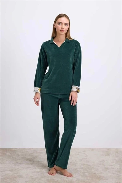 Amora Secret  Uzun Kollu Kadife Sweatshirt Ve Pantolon Pijama Takımı ürün görseli 1
