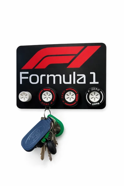 Formula 1 Tasarım Anahtarlık Askılığı – 4 Lastik Anahtarlık + 4 Adet Anahtarlık Zinciri ve Halkası ürün görseli 1
