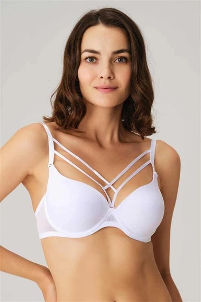 Amora Secret  Balenli Desteksiz Dolgusuz Askıları Çıkabilen Yaka Detaylı T-shirt Sütyeni ürün görseli 1
