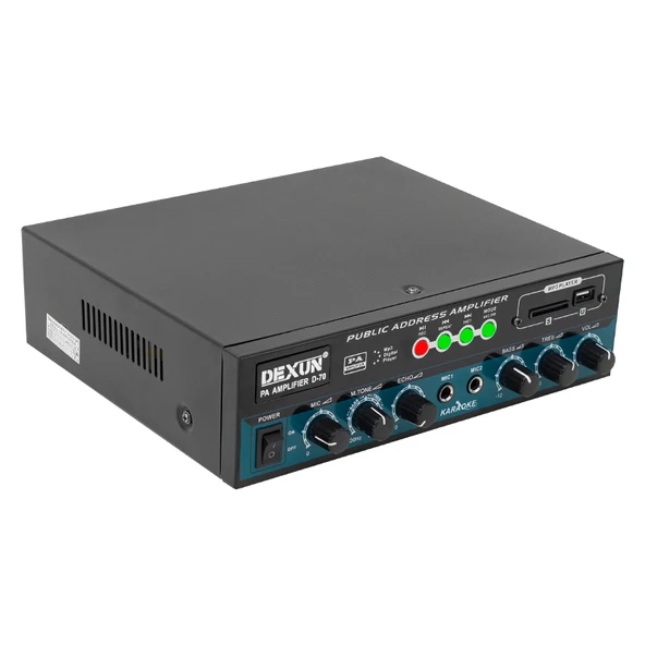 DEXUN D-70 50 WATT 100V-70V 4-16 OHM USB-SD-AUX-BLUETOOTH DESTEKLİ HAT TRAFOLU ANFİ ürün görseli 1
