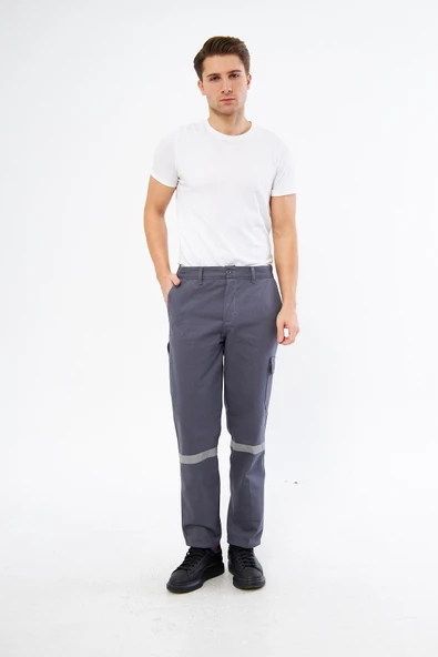 İş Pantolonu 7/7 Gabardin %100 Pamuk Kışlık Gri ürün görseli 1