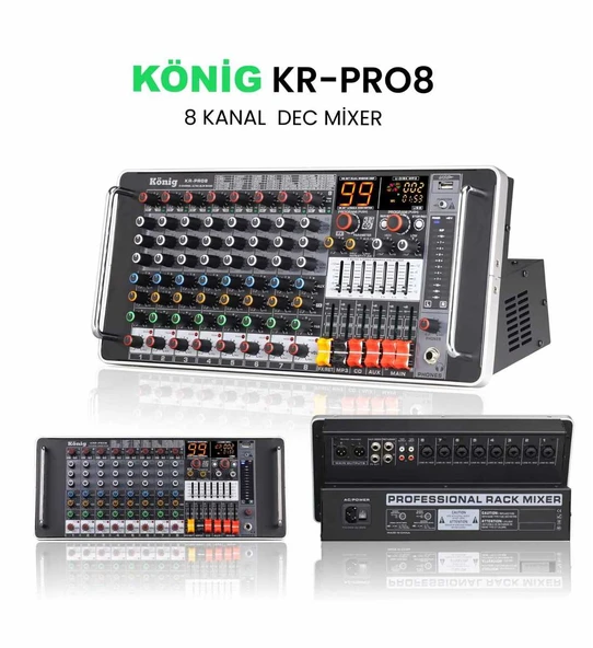 KÖNİG KRP-PRO 8 8 KANAL POWER MİXER KÜP 2X550W ürün görseli 1