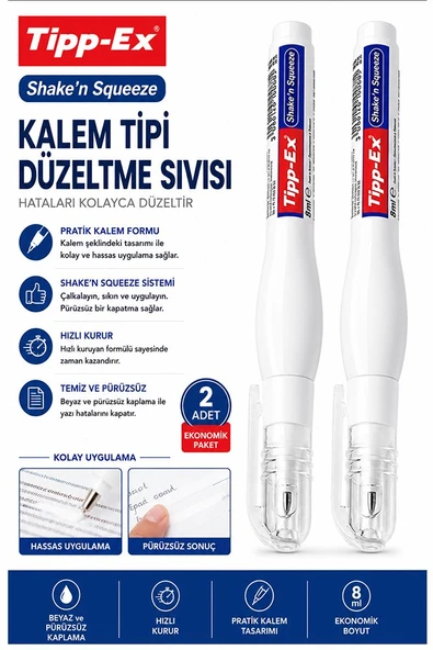 Kalem Daksil 2 Adet Tipp-ex Sıvı Düzeltme Kalemi Tükenmez Pilot Kalem Mürekkep Kapatıcı Silici Örtücü Yazı Düzeltici ürün görseli 1