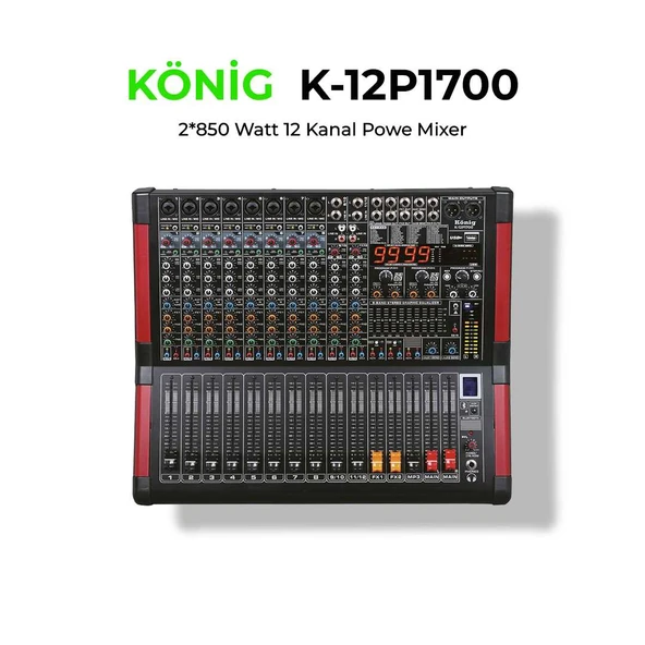 KÖNİG K-12 P1700 12 KANAL POWER MİXER 2X850W ürün görseli 1