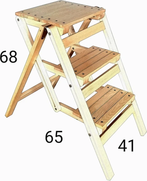 Abaş Ahşap Merdiven Tabure Katlanır - Resim 3