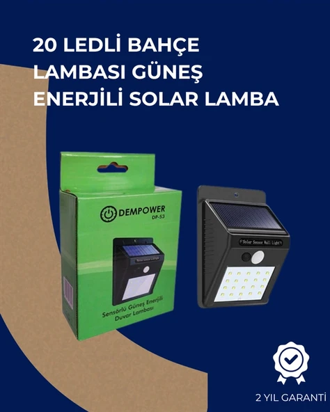 Nevamel Solar Enerjili 20 LED Duvar Lambası | Hareket Sensörlü Su Geçirmez Kablo Gerektirmez ürün görseli 1