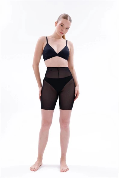 Amora Secret  Siyah Mı Emay 2705 Lazer Tül Toparlayıcı Paçalı Boxer Hayalet Korse ürün görseli 1
