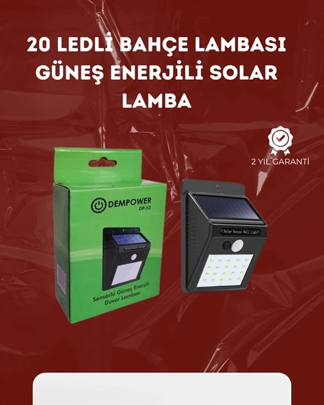 Nevamel Su Geçirmez 20 LED Solar Aydınlatma | Dış Mekan için PIR Hareket Sensörü ile Akıllı Işık ürün görseli 1