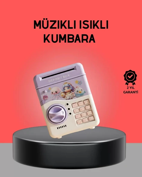 Nevamel® Çocuklar İçin Elektronik Şifreli Para Biriktirme Kumbarası Mor ürün görseli 1