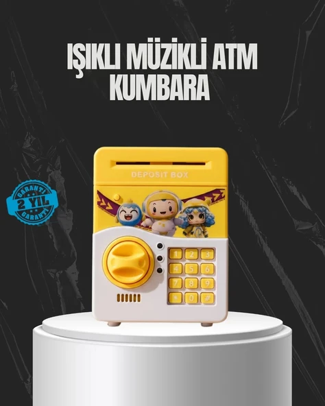 Nevamel® Sarı Renk Otomatik Para Çeken Şifreli Çocuk Kumbarası ürün görseli 1
