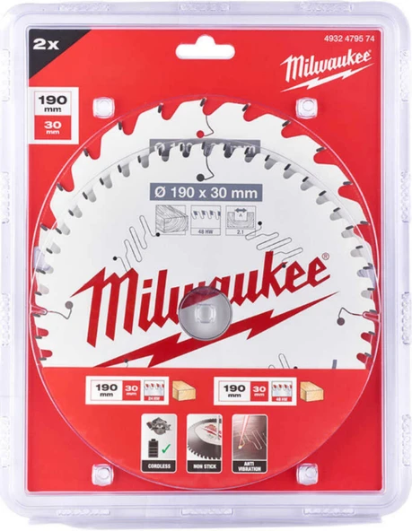 Milwaukee Sunta Kesme Testeresi 190*24mm 48 Diş 2'Li 4932479574 ürün görseli 1