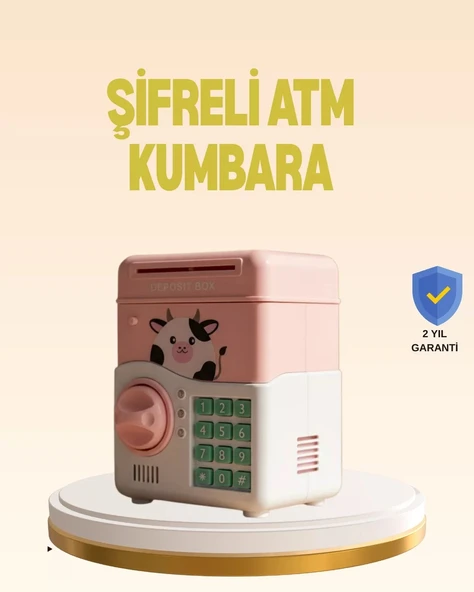 Nevamel® Çocuklar İçin Pembe ATM Görünümlü Elektronik Kumbara ürün görseli 1