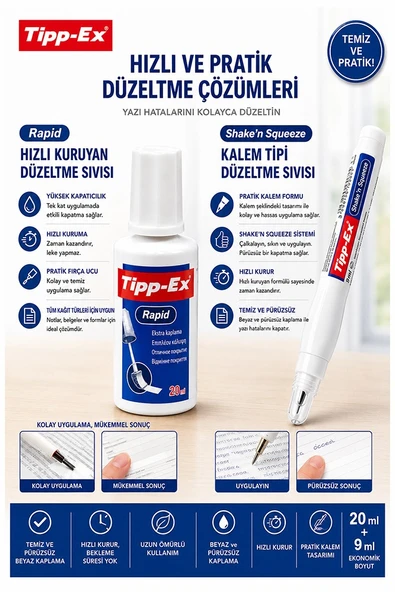 Sıvı Silici Daksil ve Kalem Daksil 1 Adet Tipp-Ex Fırçalı Sıvı Düzeltici Daksil Yazı Düzeltici Okul Ofis Büro ürün görseli 1