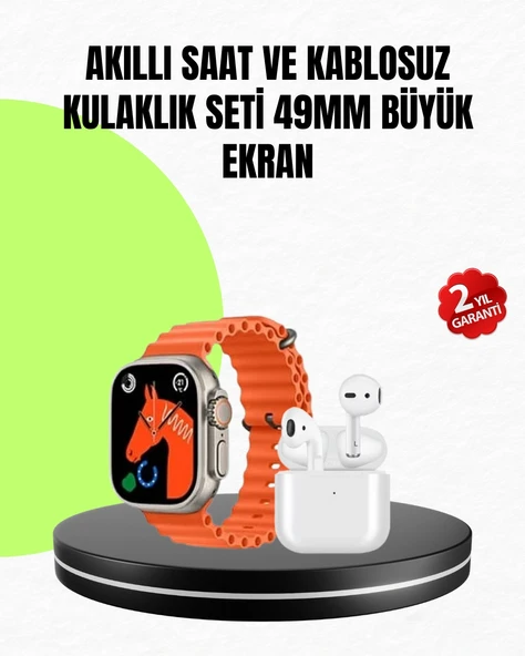 Nevamel® Watch 9 Max Akıllı Saat Seti 2 Kordonlu Kablosuz Kulaklık Hediyeli ürün görseli 1