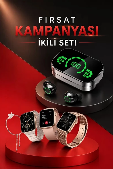 Nevamel® Yeni Nesil Kaliteli Akıllı Saat ve Kablosuz Bluetooth Kulaklık Yüksek Ses Kaliteli ürün görseli 1