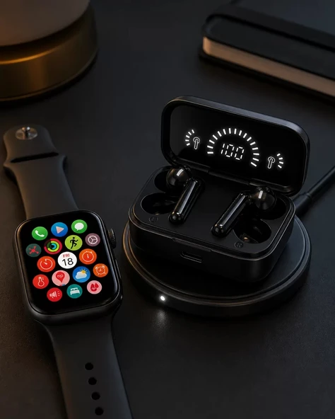Nevamel® Spor ve Günlük Kullanıma Uygun Akıllı Saat ve Bluetooth Kulaklık Seti Yüksek Performans ürün görseli 1