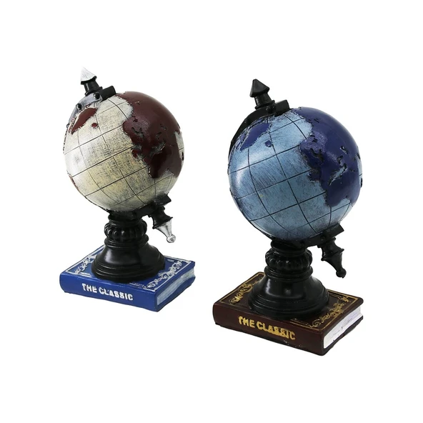 Kumbara Dünya Vintage Dekoratif Biblo Kumbara Renkli 22cm Reçine ürün görseli 1
