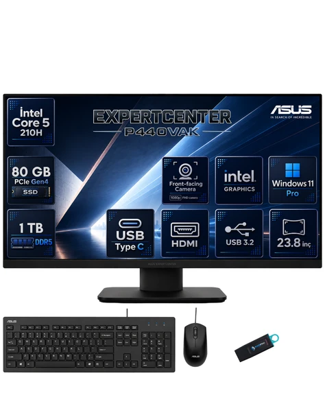 Asus ExpertCenter Intel Core 5 210H 80 GB DDR5 1 TB SSD 23.8 İnç Full HD Windows 11 Pro All In One Bilgisayar P440VAK-INBPCA040RNP26 ürün görseli 1