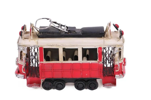 Dekoratif Metal Taksim Tramvay Orta Boy Vintage Biblo Hediyelik ürün görseli 1