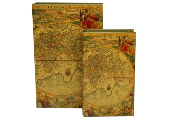 Kutu Kitap Harita 2'li Set Dekoratif Hediyelik ürün görseli 1
