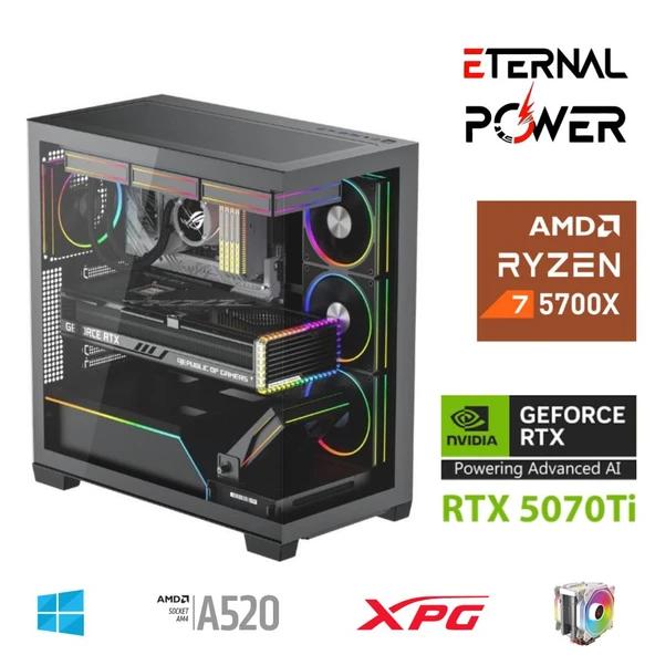 ETERNAL POWER RYZEN 7 5700X 32G DDR4 1TB M.2 RTX5070Ti A520 T750W ürün görseli 1