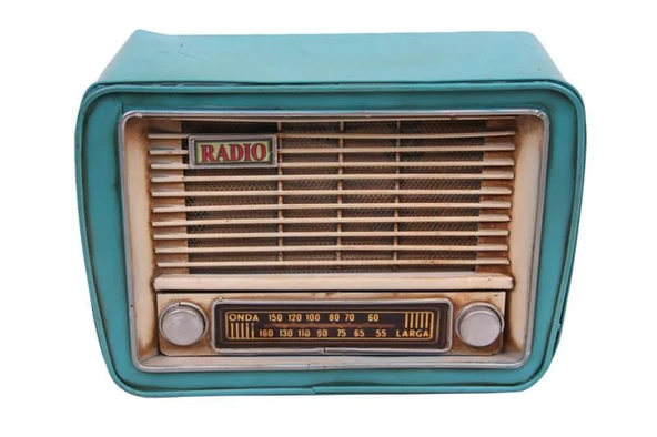 Dekoratif Metal Radyo Kumbaralı Vintage Hediyelik ürün görseli 1
